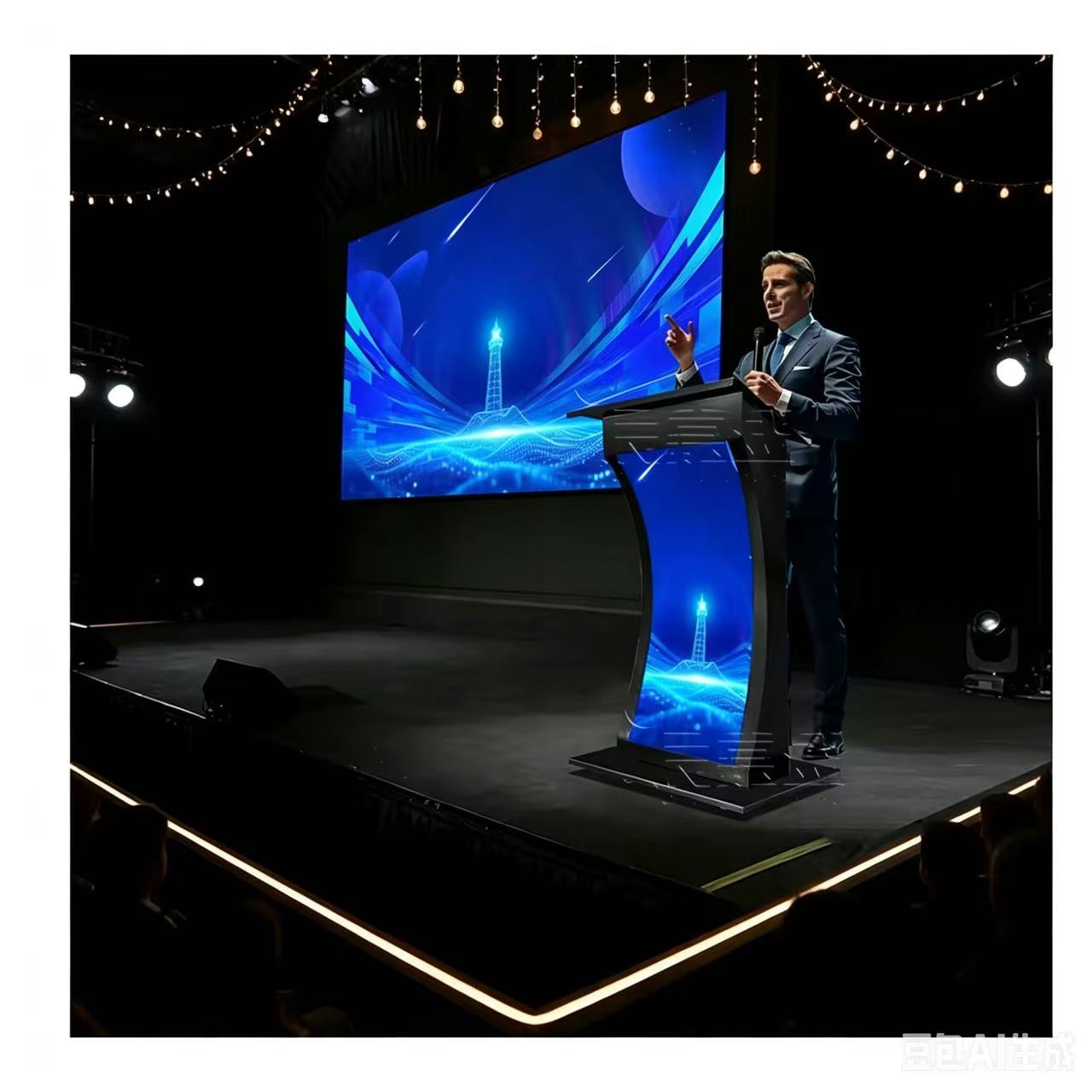 GOB Digital Podium Full-Color 4K LED Screen with HDR10+ IP65 Waterproof Mobile Portable Smart Lectern for Conference Classroom