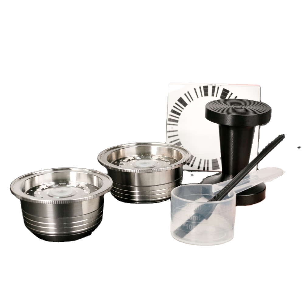 2Pods 1Tamper Set Refillable Coffee Capsule Filter Espresso Pod Compatible With VERTUOLINE Machines