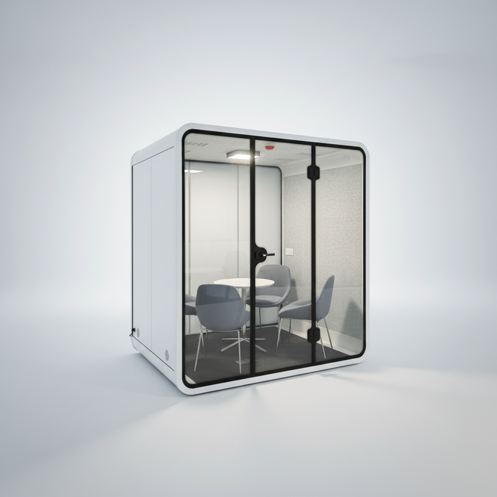 Closed Enclosed Office Meeting Pods Soundproof Acoustic Pods Aluminum Frame Modern Design