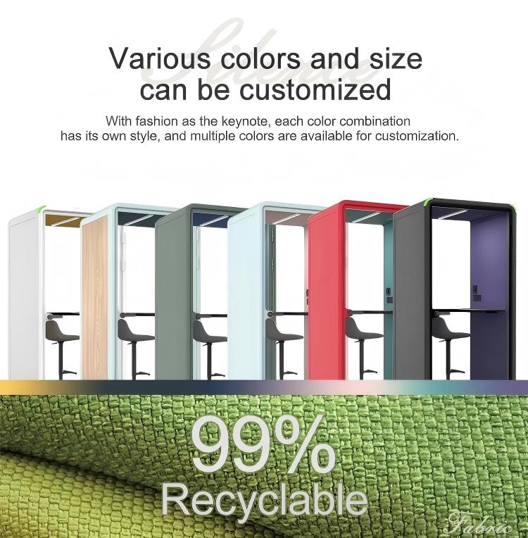 Quiet Vocal Booth Home Office Pod Soundproof Cabi, Portable Work Pod Curved Booth Compact Small Cabin