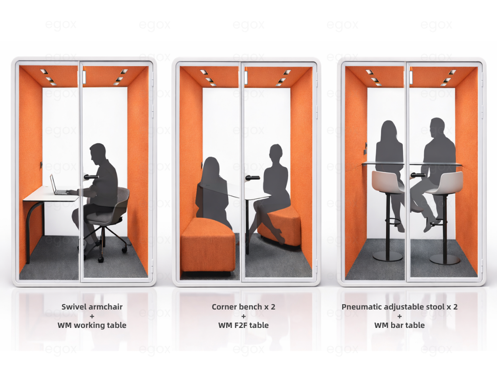 Fashion Designed Smart Privacy Pod X1 Deluxe Plug and Play Single Dual Use Sound Insulated Smart Call Pod for Open Workspace