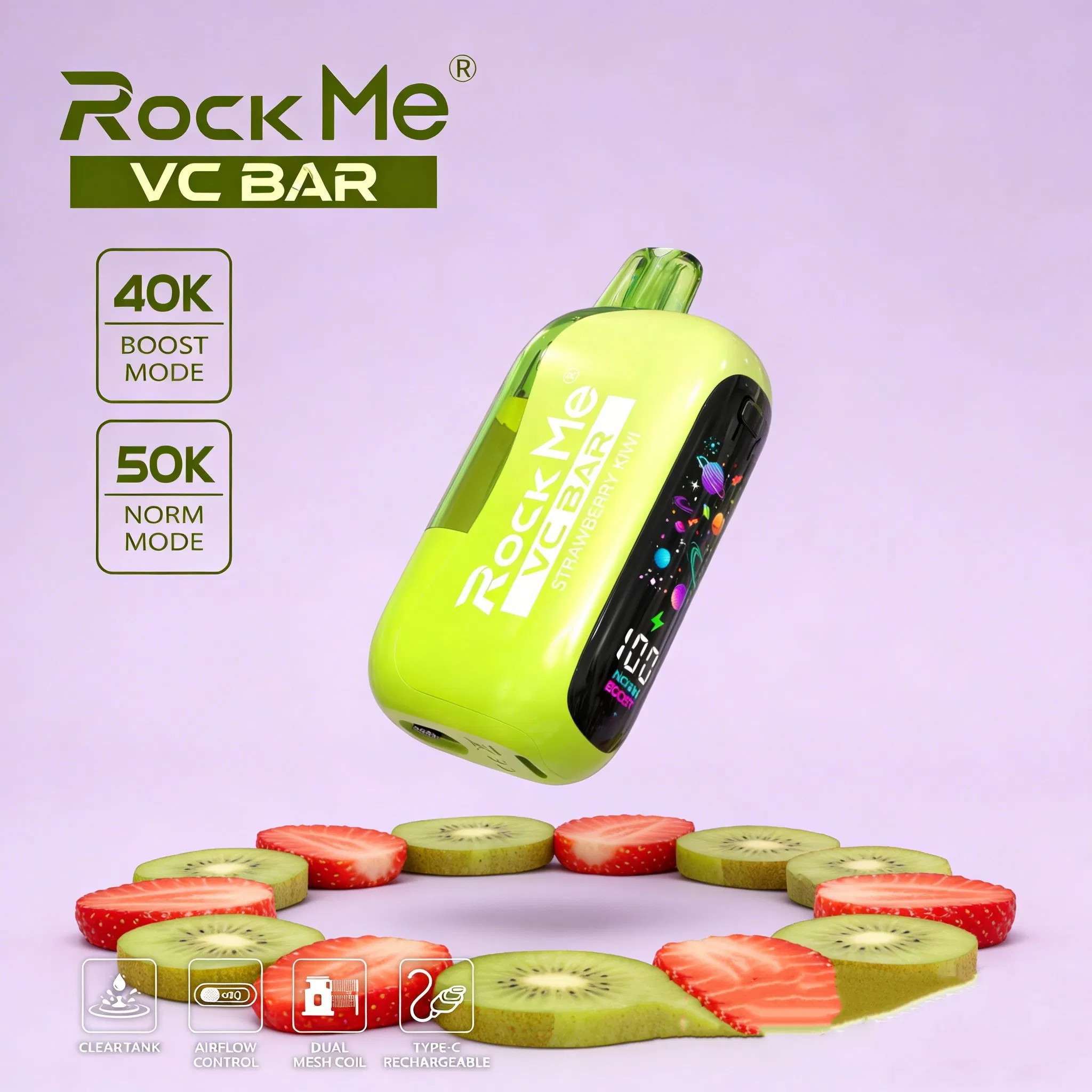 Rockme Clear Tank Pod Kit Prefilled Vape 50000 Puff High Capacity Rechargeable System Smooth Flavor Long Lasting Vape Device