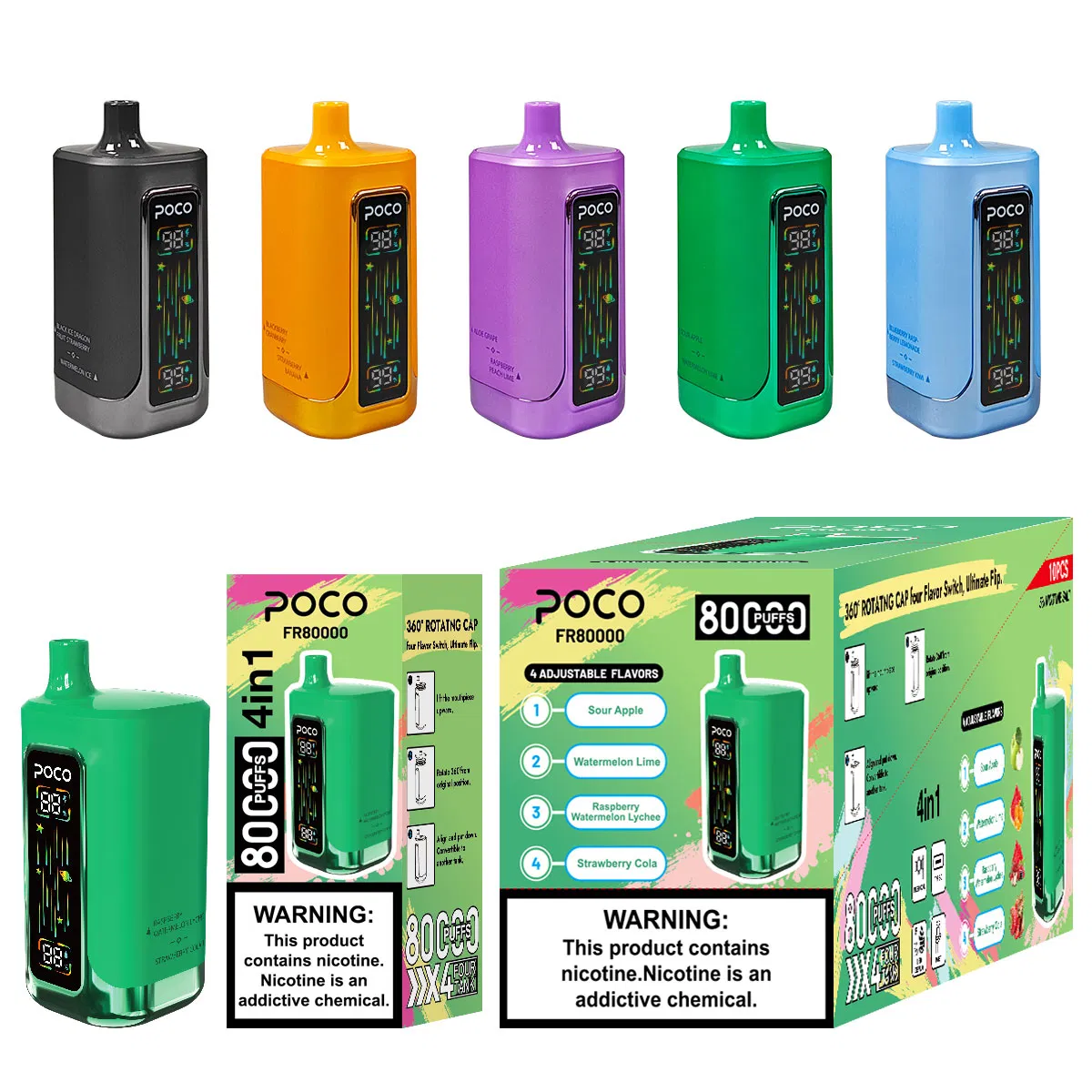 EU Warehouse Poco Fr 80K 4in1 Pods Rechargeable Disposable E Cig 0% 2% 5% Nic Tornado Shisha Hookah Vapes 80000 Puff Smoke Wape Vaper Factory Wholesa Cheap Vape