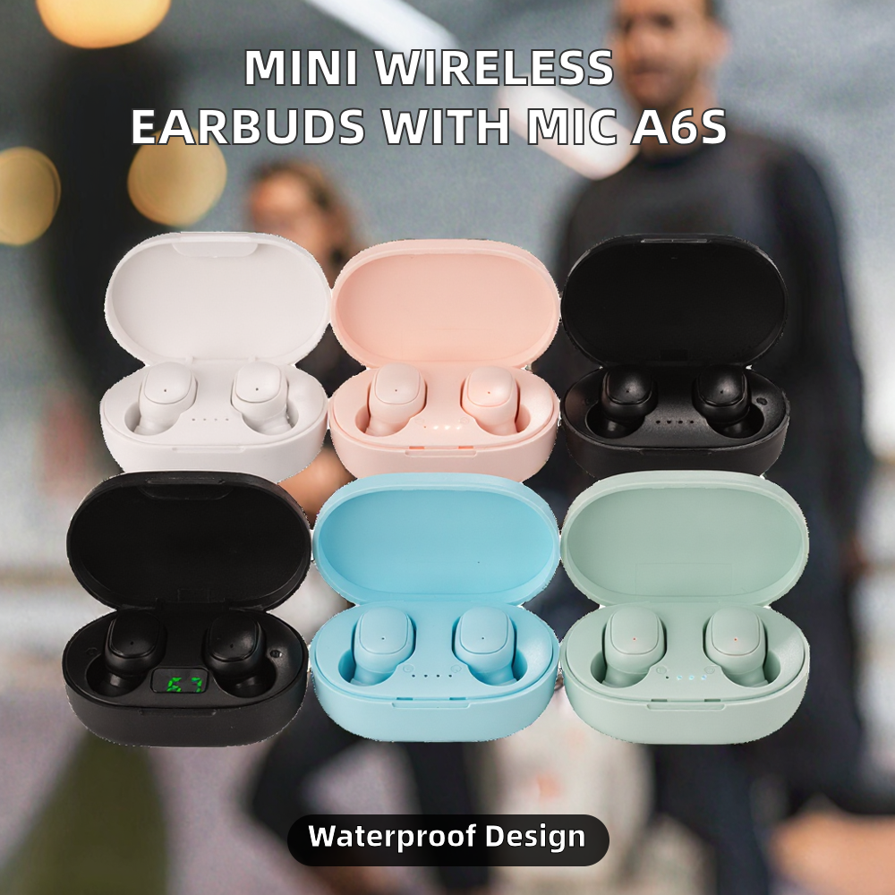 2025 Hot Mini Pods Earbuds In-Ear Wireless TWS A6S with LED Indicator for V3.0 IPX5 Waterproof Durable Earbuds Microphone