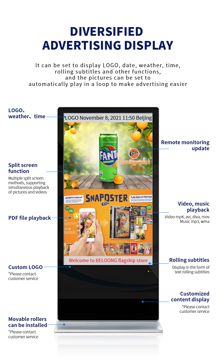 Advertisement Screen Board Digital Display Touch Screen Interactive Kiosk Pcap With Camera