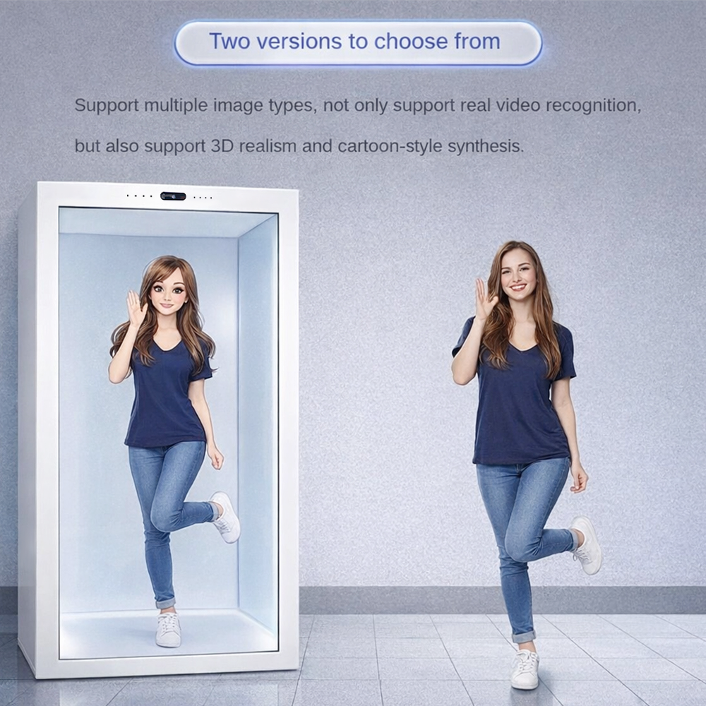 AI Digital Human Touchscreen Interaction 3D Transparent Screen Holographic Pod with Voice Communication Capability