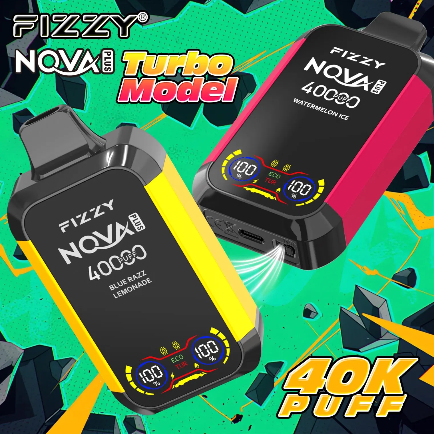 Original Design Nicotine Salt E-Juice Disposable China Factory Customizable Vape Fizzy Nova Disposable 30000 40000 50000 60000 Puffs E-Cigarette Bar Vape Pen