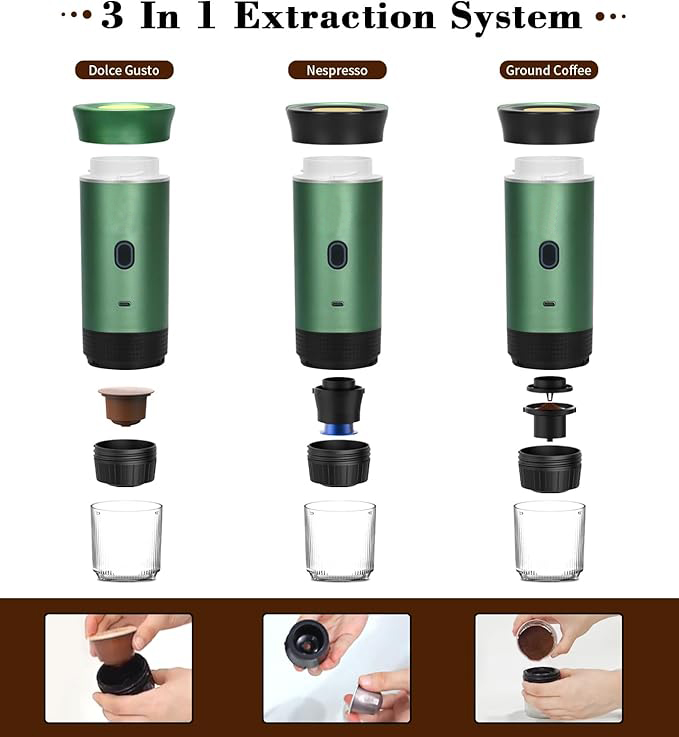 2024 Factory Design Portable Coffee Maker Portable Pod Coffee Maker Mini Automatic Espresso Pod Portable Coffee Machine