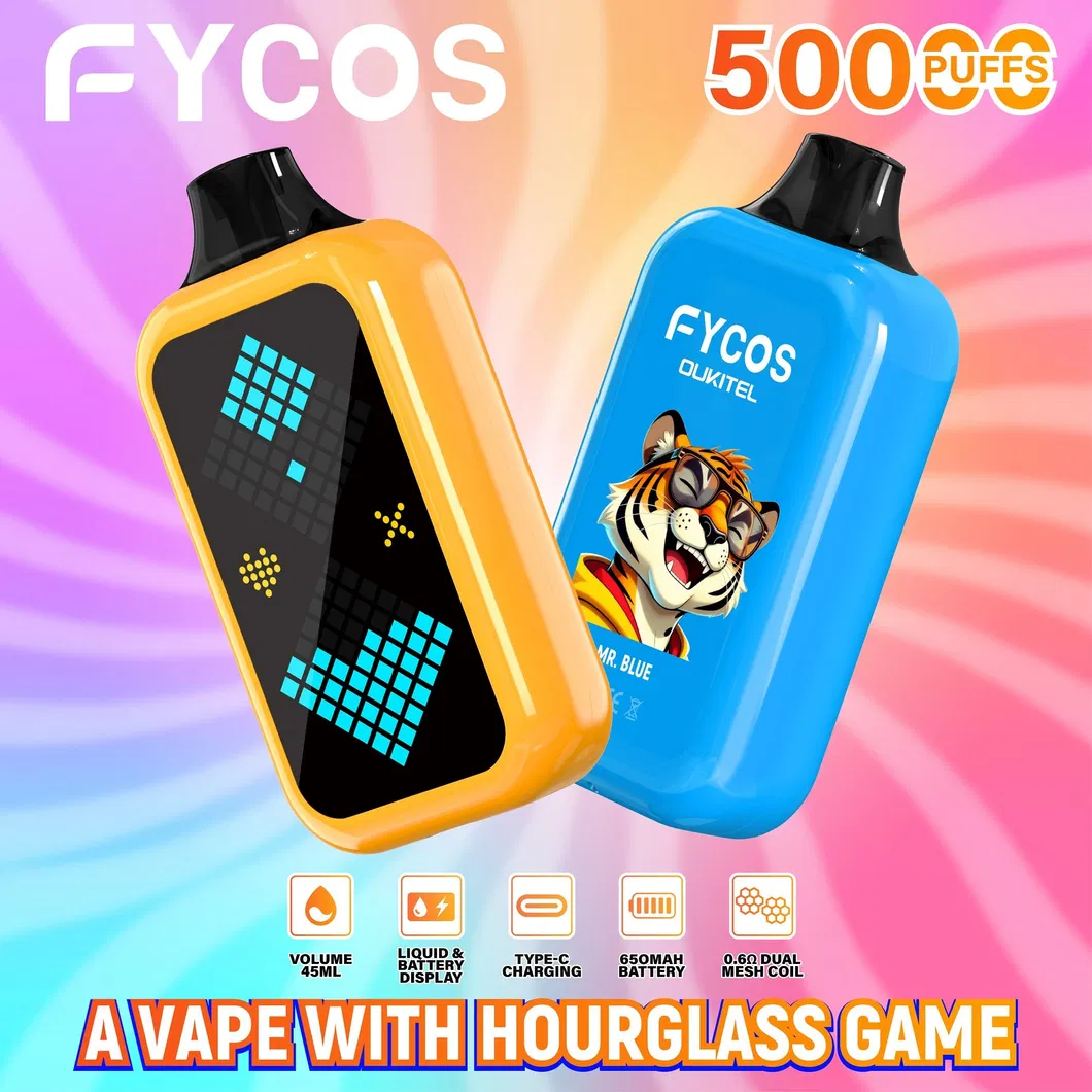Fycos Refillable Crystal Electronic Cigarette Customized Shisha Hookah 50000 Puff Wholesale Rechargeable Zero Nicotine Empty Pod Video Disposable Vape