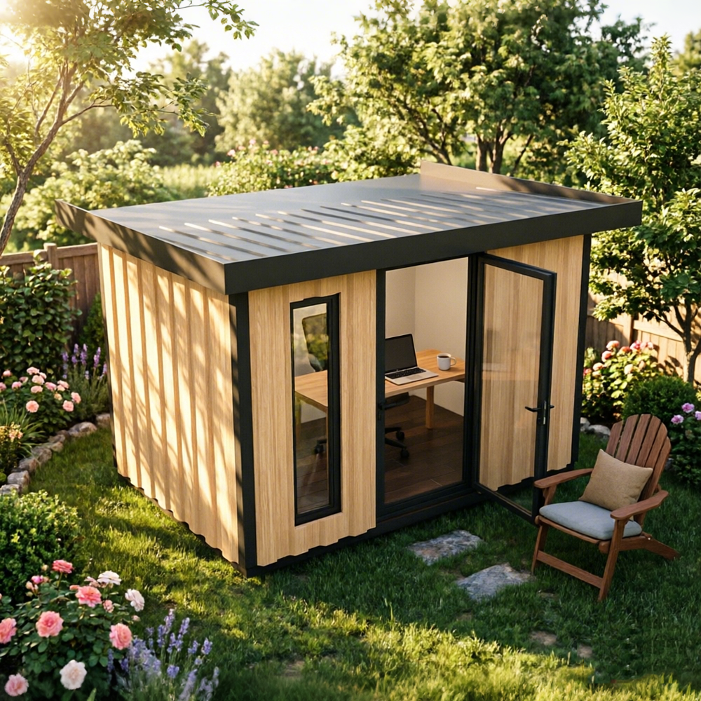 Modular Prefab Office Pod Outdoor Garden Cabin, Compact Workspace Design, Energy Efficient and Easy Assembly