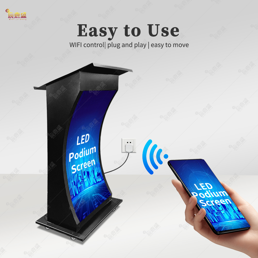 Full Color HD Tabletop TV Gob Mobile Portable Smart Lectern Digital Podium with LED Screen Display for Conference Classroom