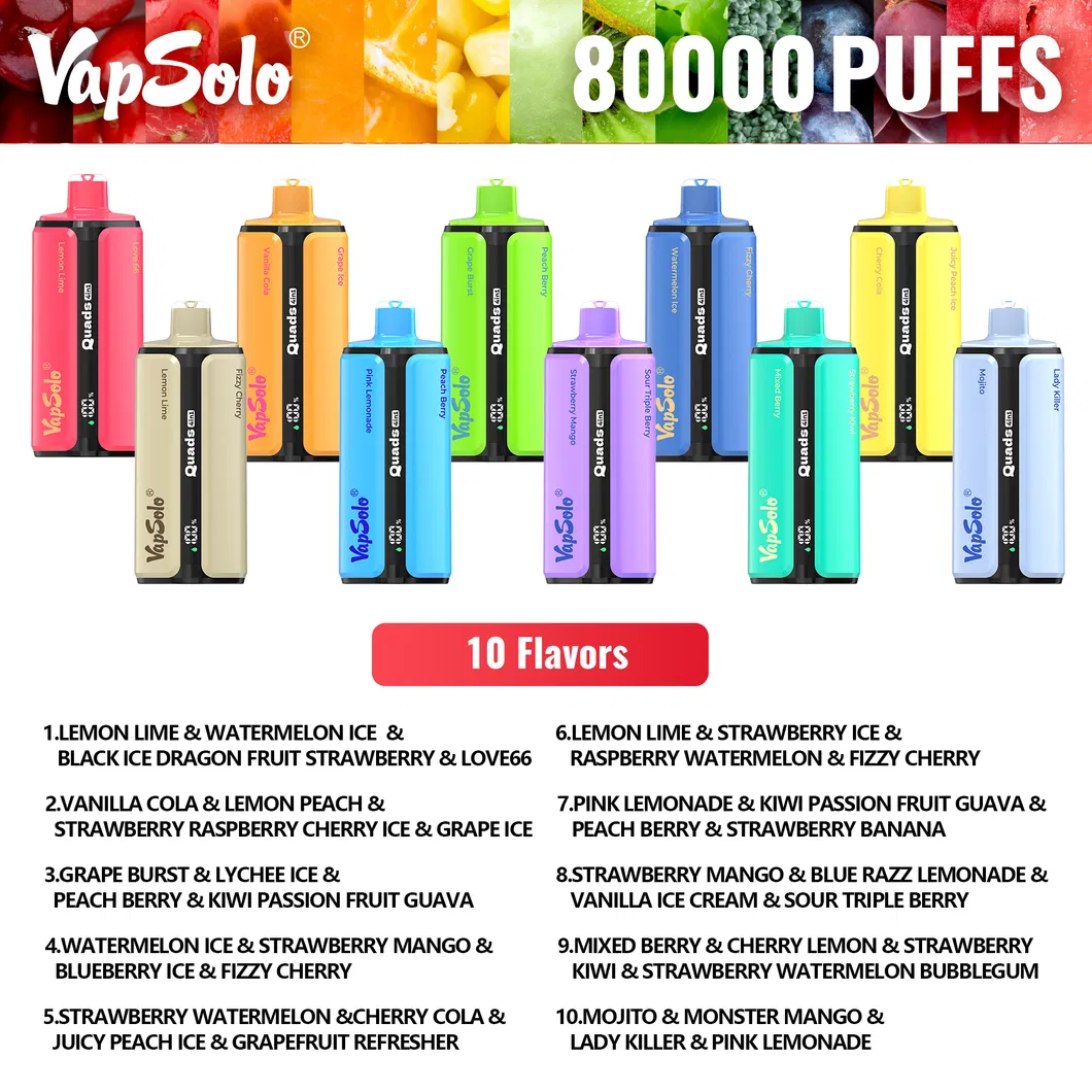 Vapesolo Vape 4 in 1 Quads 80000 Puffs Flavors