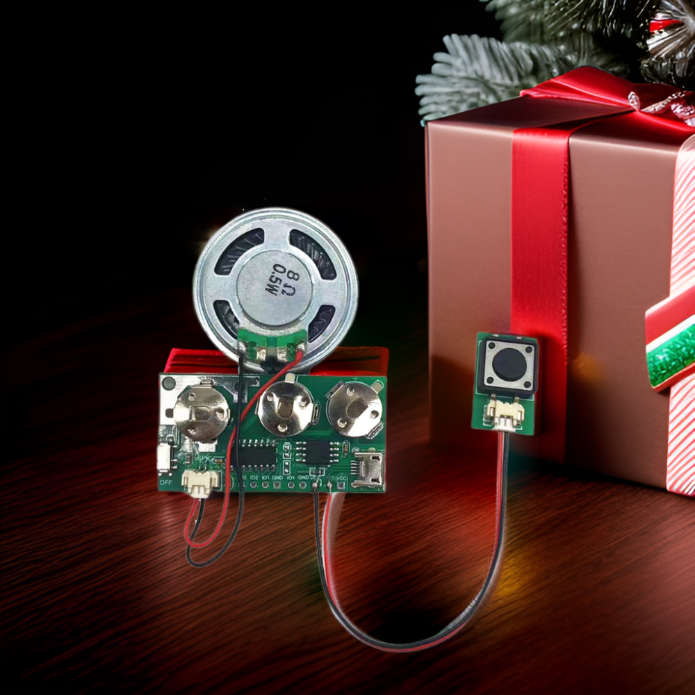USB Downloadable Sound Module Light &amp; Push Button Activated Speaker for Greeting Card &amp; Gift Box for Personalized Messages