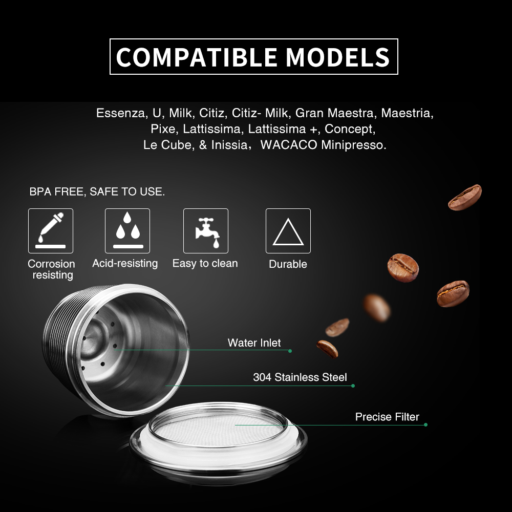 Reusable Refillable Metal Nespresso Stainless Steel Coffee Capsule