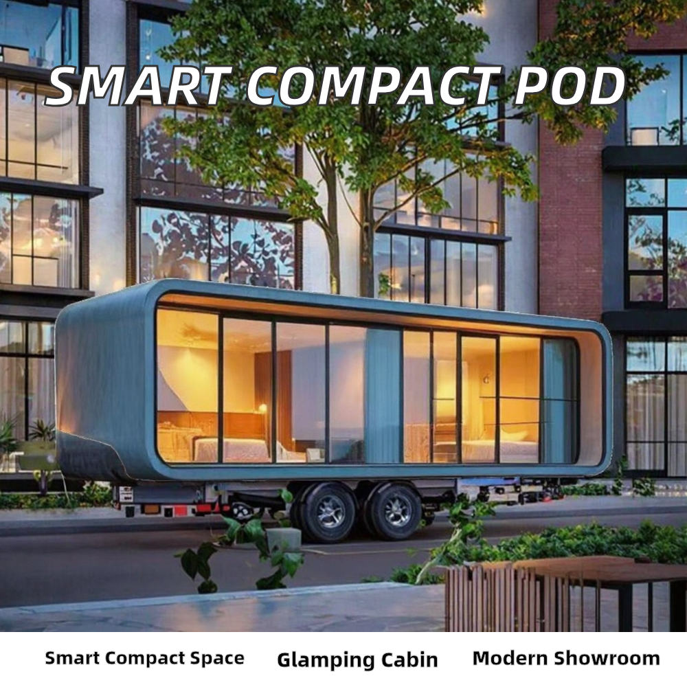 Compact Smart Modern Apple Tiny House Solution Space Capsule Prefab Cabin Glamping Pod Hotel Villa Shop Steel 40ft Courtyard