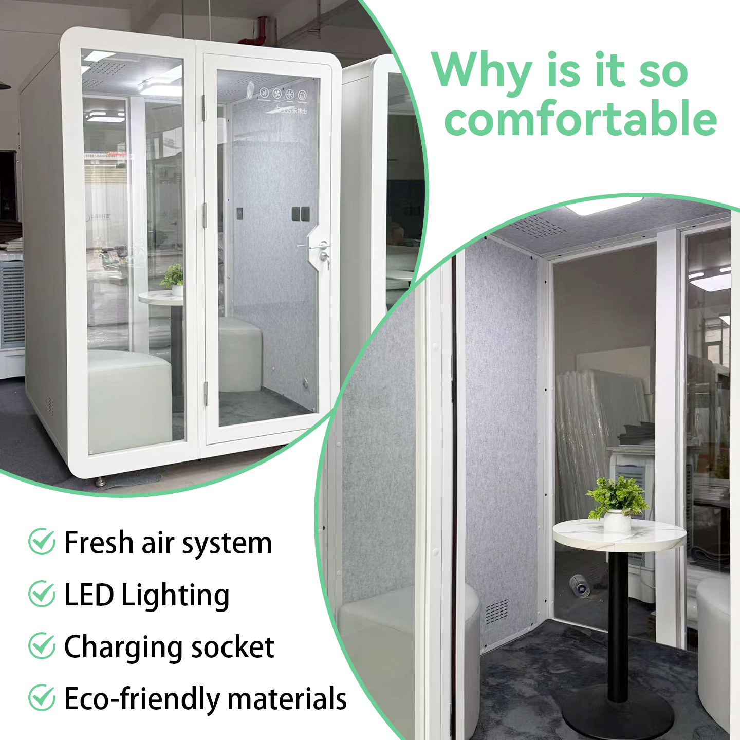 Modern Double Office Pod for Open Office Privacy Soundproof Meeting Room with Movable Eco-friendly Material Customizable