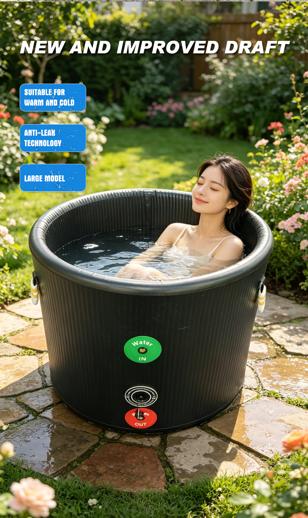 Recovery Bathtub Pod Inflatable PVC Cold Plunge Shower Ice Bath Tub with Drop Stitch Cover Portable