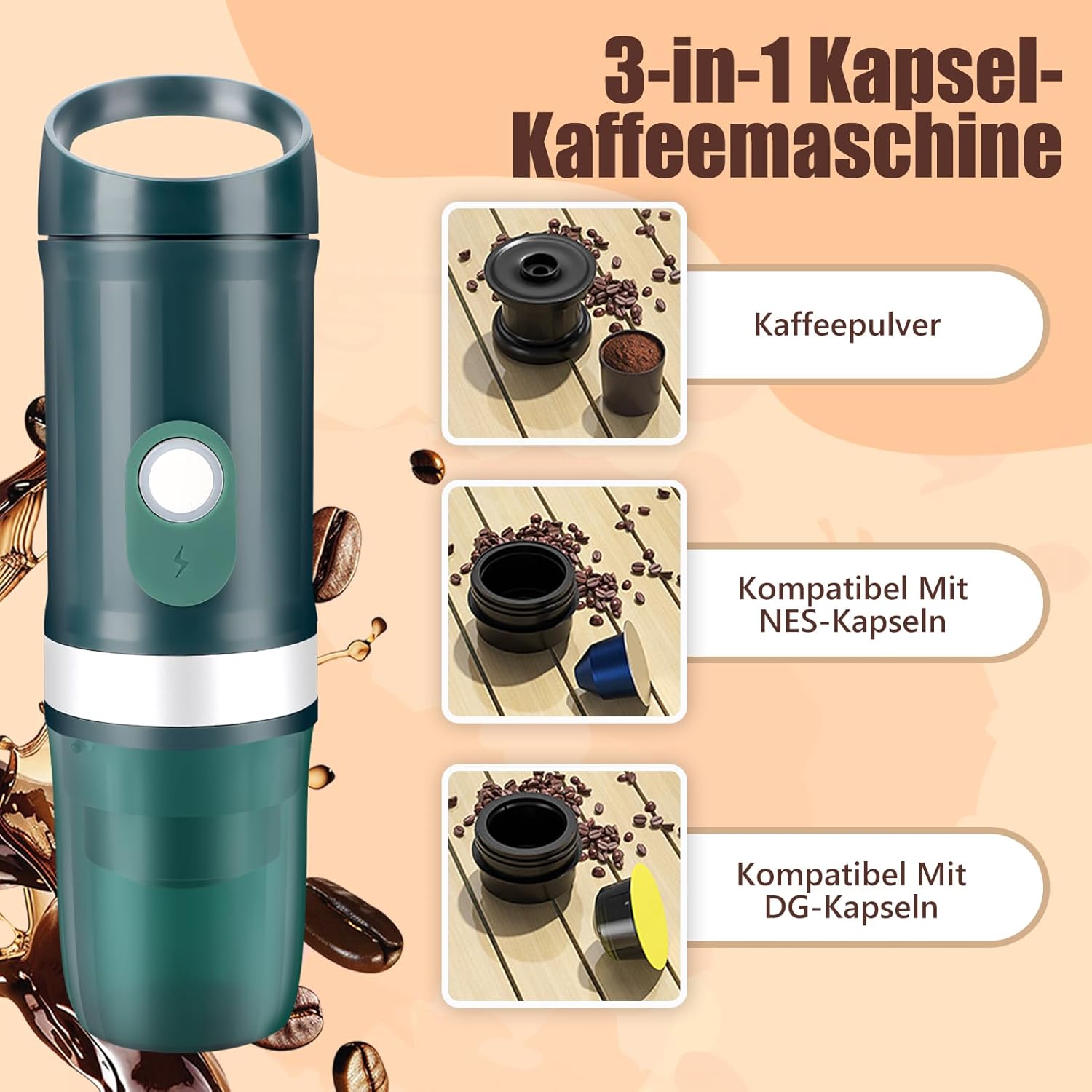 Portable French Battery &amp; USB Mini Stainless Steel Manual Espresso Pod Coffee Maker