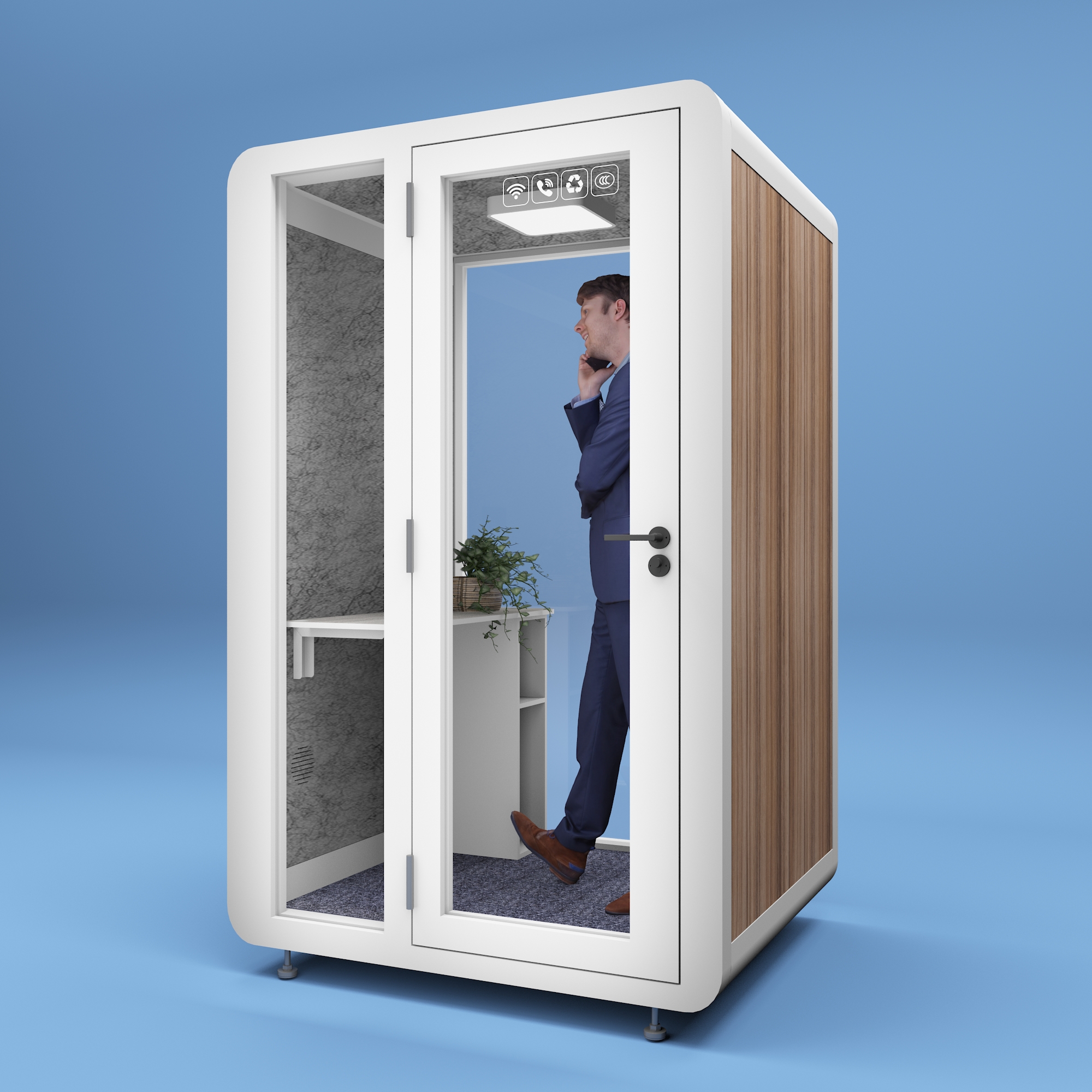 Compact Temperature Controlled Ventilated Privacy Pods Airports Recording Booth Soundproof Metal Frame Office Pods
