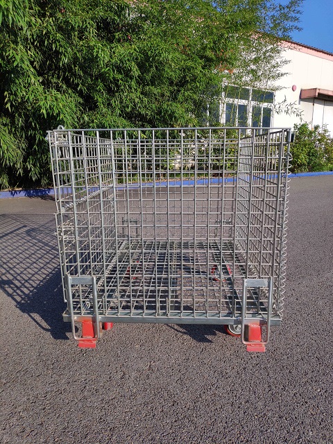 Warehouse Wire Mesh Cage Container with Castors