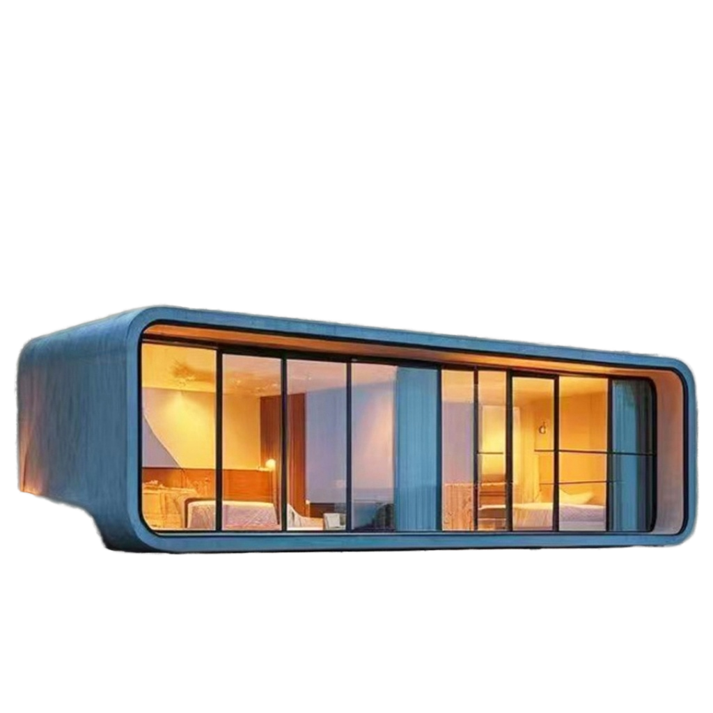 Compact Smart Modern Apple Tiny House Solution Space Capsule Prefab Cabin Glamping Pod Hotel Villa Shop Steel 40ft Courtyard
