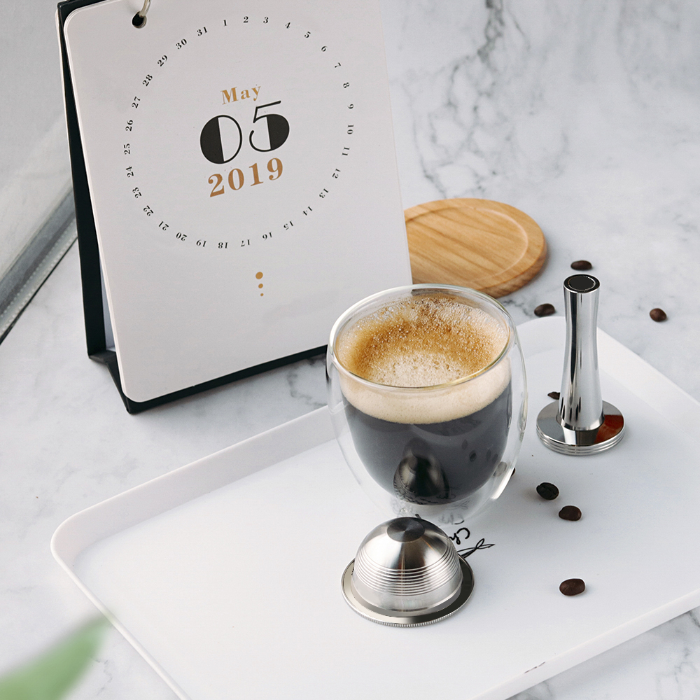Hotsales Rich Crema Reusable Coffee Filters Nespresso Vertuo Plus 304 Stainless Steel Refillable Capsule Coffee Pod