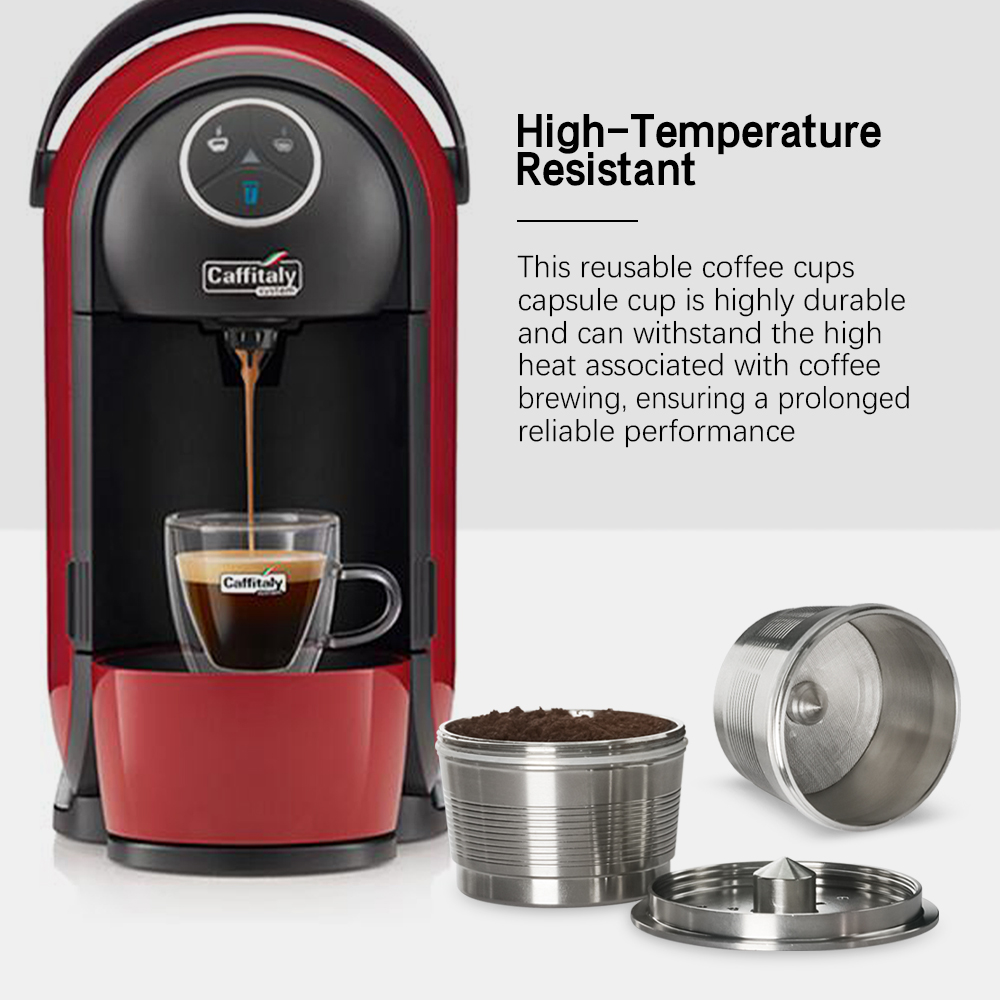 1 Pod 1 Tamper Wareset Stainless Steel Refillable Coffee Filter Capsule for Tchibo Cafissimo Caffitaly Pod Systems