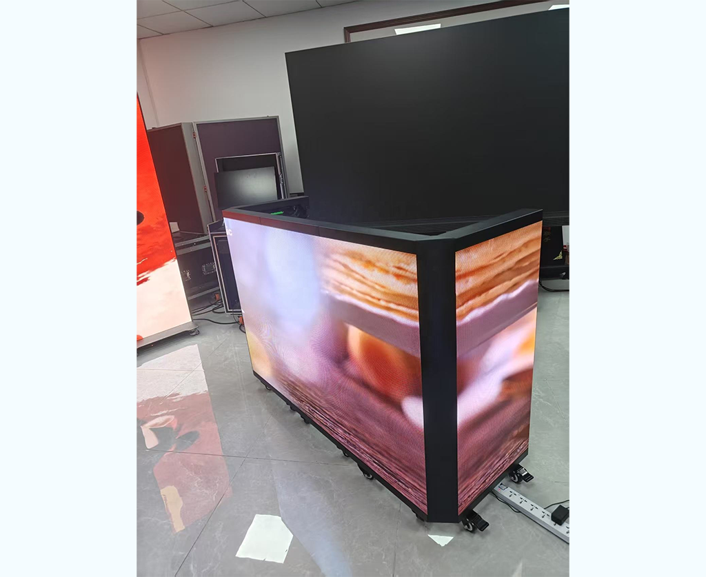 LED Foldable DJ Booth Display Portable Wheeled High Bright Screen For Music Festivals Bars Interactive Stage Digital Signage