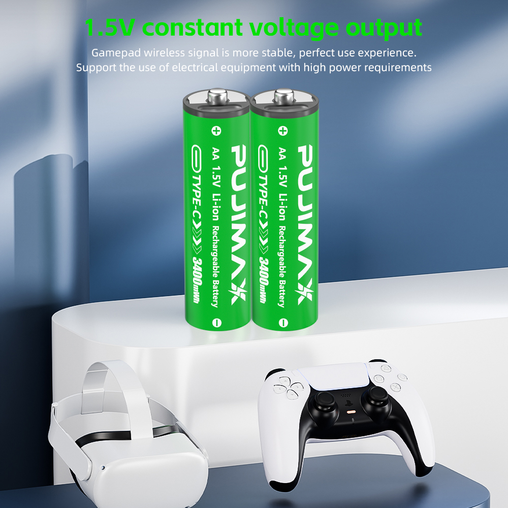 PUJIMAX 2025 Hot Selling 1.5V Size AA Usb Type C Rechargeable Battery USB Type-C Charging Port Lithium-ion Battery Pack