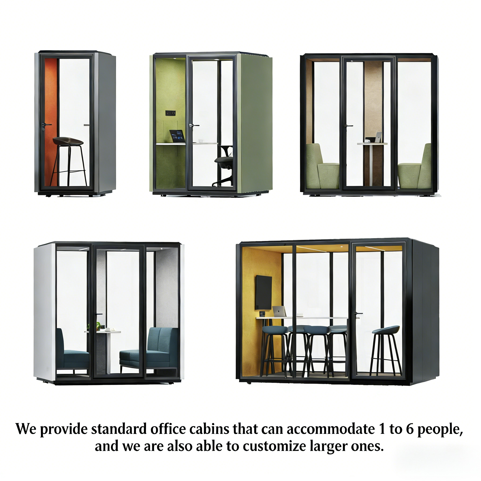 Soundproof Office Pod Acoustic Isolation Booth Private Focus Work Pod Sensor Activated Light for Modern Open Plan Workplace