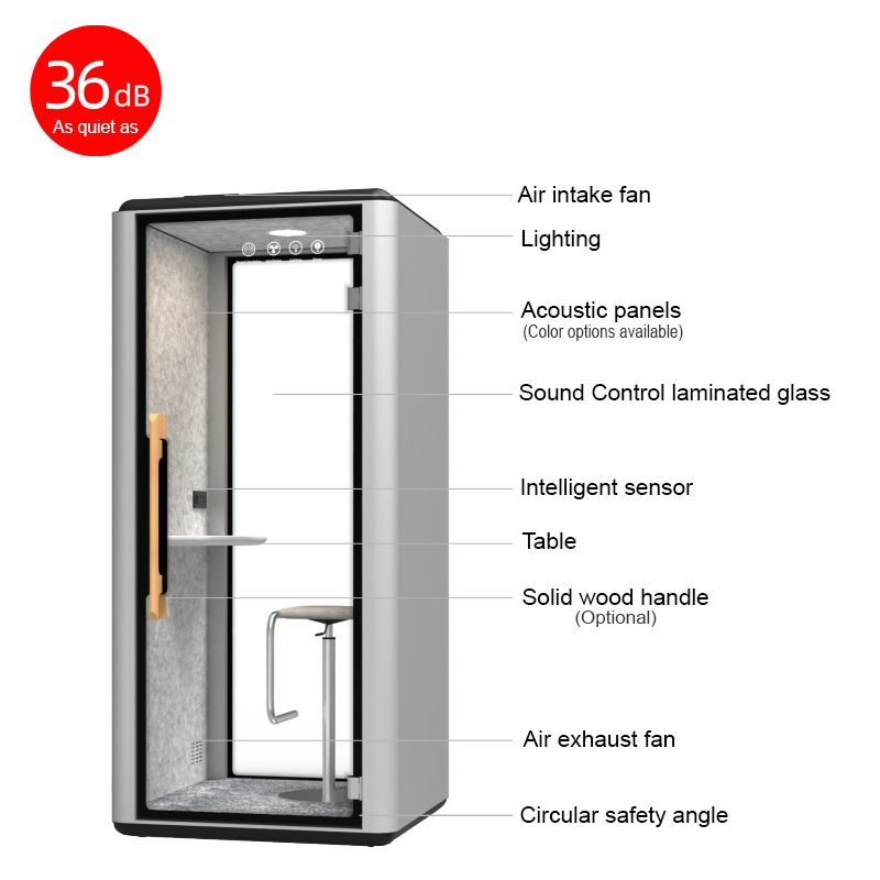 Modern Single Person Privacy Soundproof Office Booth Mobile Mini Pods for Home Apartment Living Room Mall Use