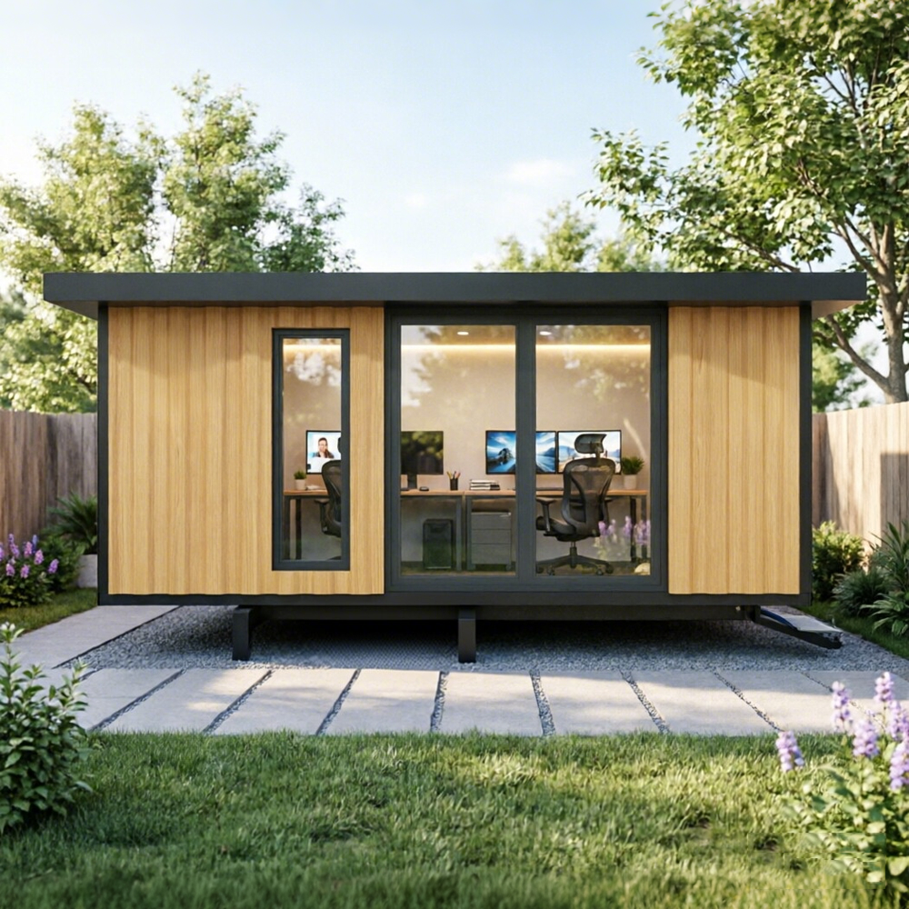 Modular Prefab Office Pod Outdoor Garden Cabin, Compact Workspace Design, Energy Efficient and Easy Assembly