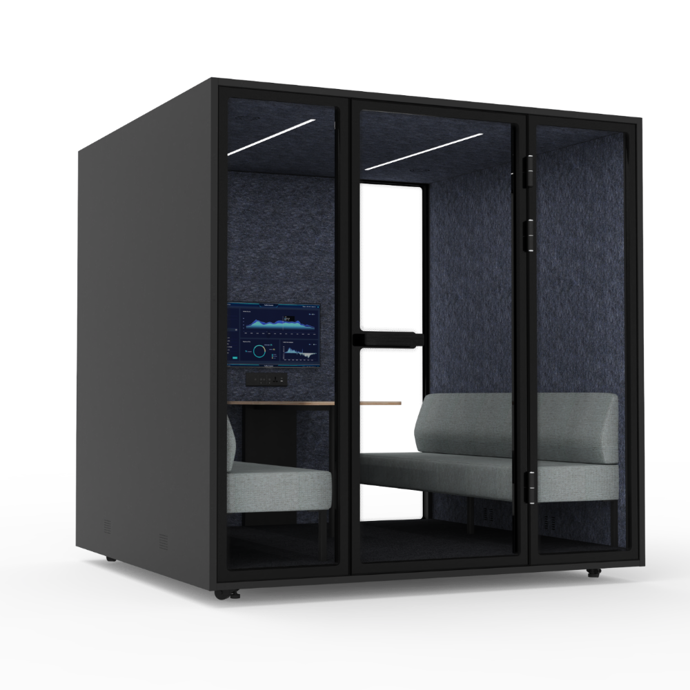 Modern 6-Person Office Pod Large Soundproof Smart Phone Silent Work Space with Desk for Home Office or Hotel Use