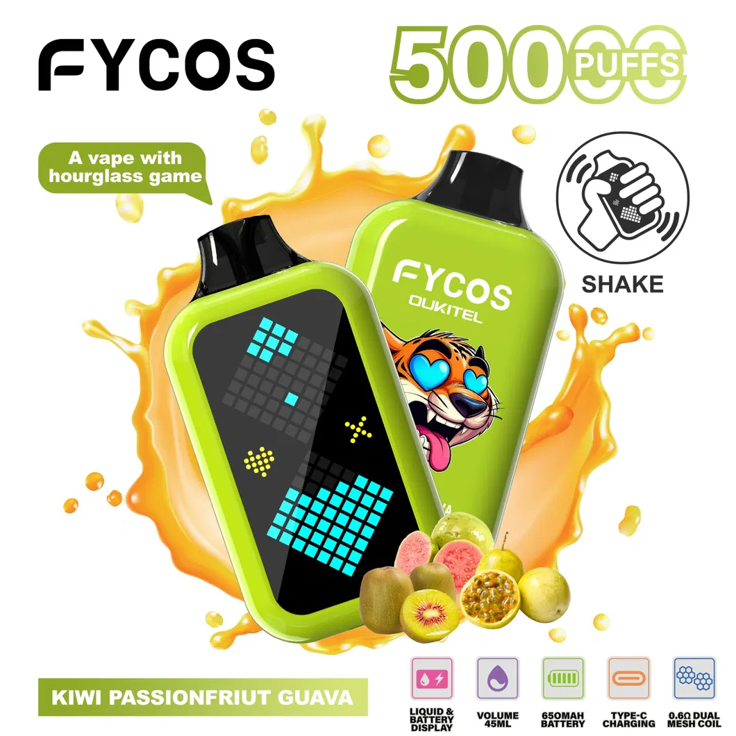 Fycos Refillable Crystal Electronic Cigarette Customized Shisha Hookah 50000 Puff Wholesale Rechargeable Zero Nicotine Empty Pod Video Disposable Vape