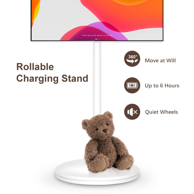 32" Touchscreen Smart Portable TV with Android 12 10000mAh Battery Wireless Remote Control 6+128GB Mobile TV Monitor on Wheels