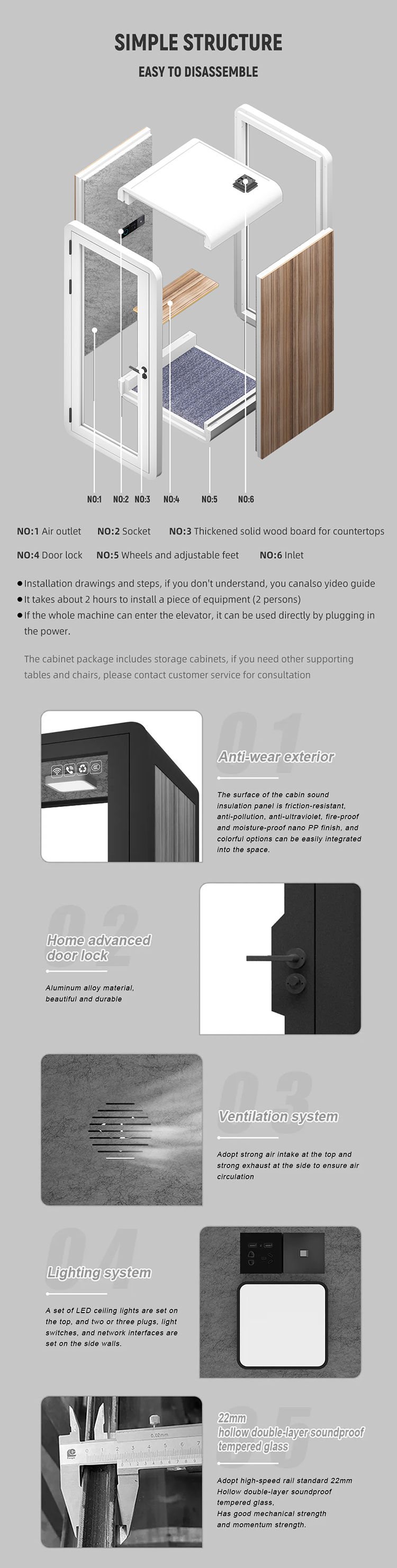 Compact Temperature Controlled Ventilated Privacy Pods Airports Recording Booth Soundproof Metal Frame Office Pods