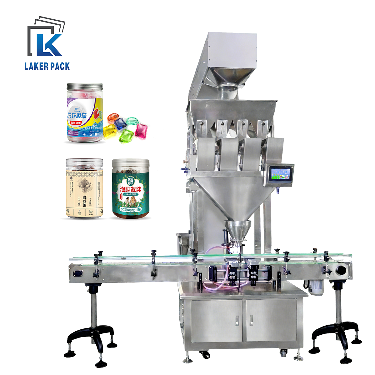 High Precision Linear Weighing Bottle Filler Bottle Packed Laundry Detergent Pods Capsules Filling Machine