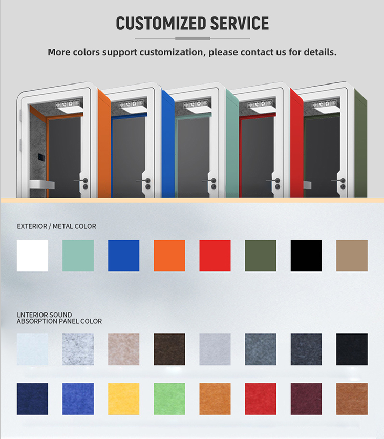 Compact Temperature Controlled Ventilated Privacy Pods Airports Recording Booth Soundproof Metal Frame Office Pods