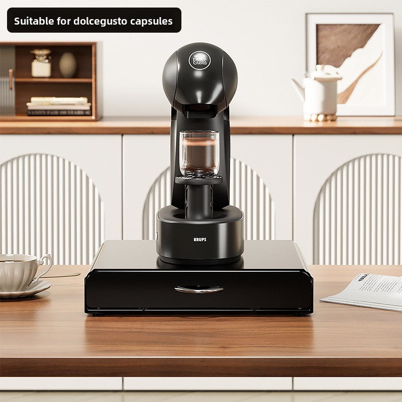 Wholesale Customized Drawer Type Multi-Flavor Coffee Capsule Box Spray Metal Dolce Gusto Coffee Base Standing Type Beverage