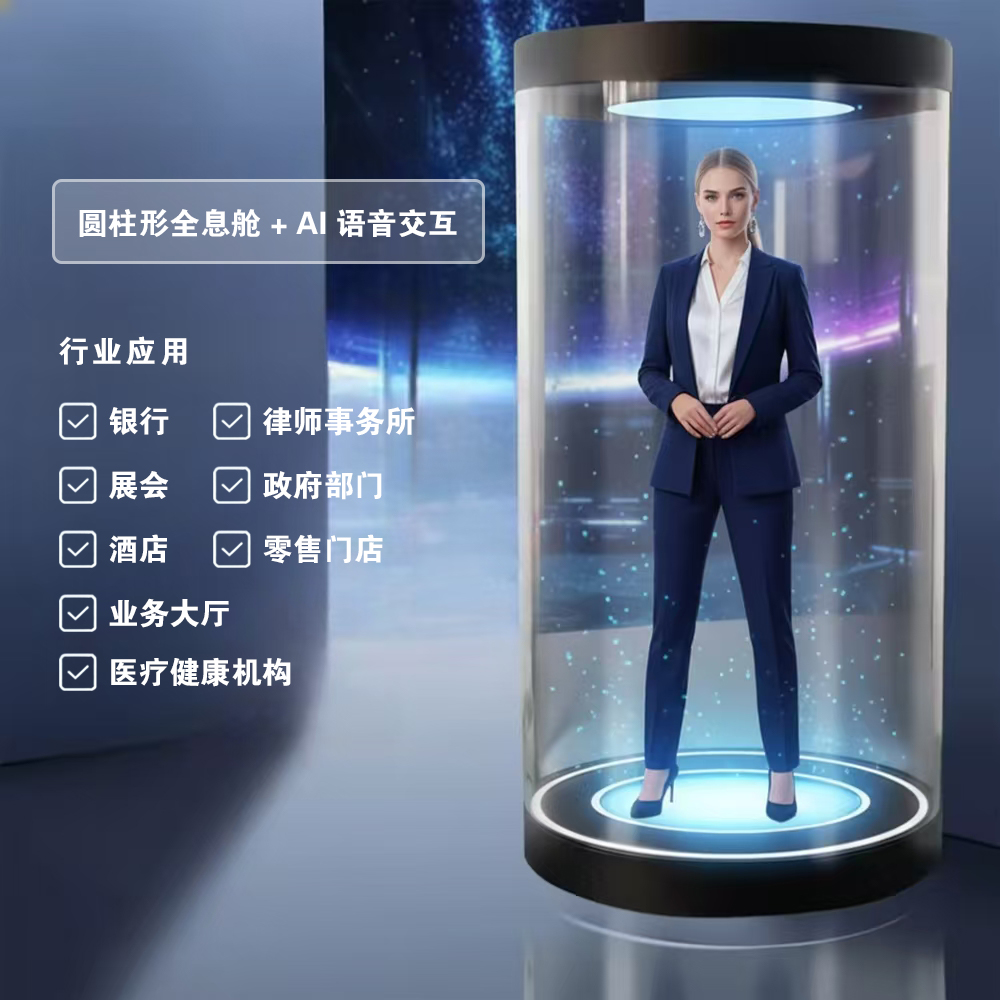 Voice-Activated 3D Virtual Human Holographic Display All-In-One Interactive Pod for Indoor Enterprise Exhibition Applications