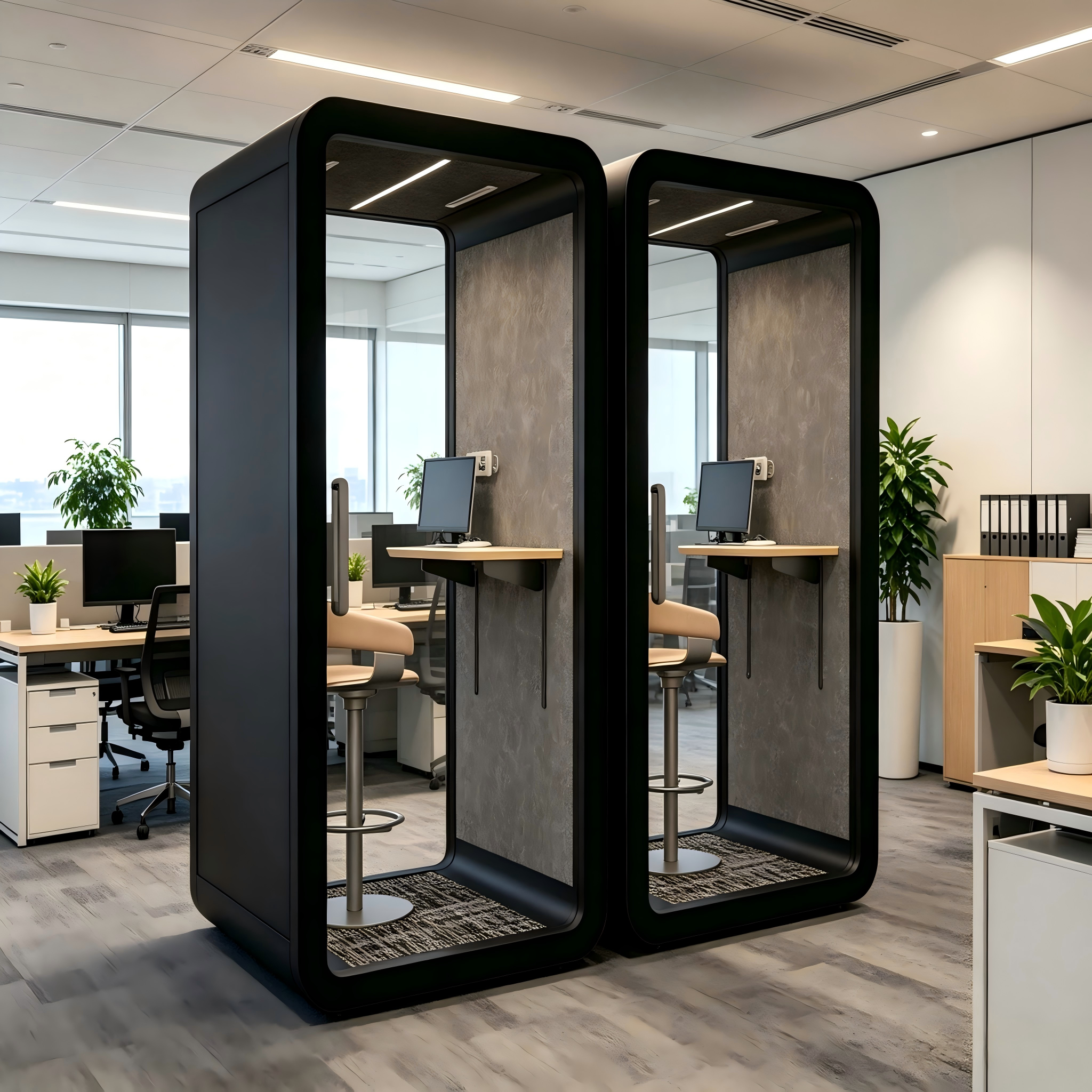 Compact Soundproof Phone Booth Acoustic Office Pod Privacy Booth Noise Cancelling Booth for Library &amp; Co-working Area