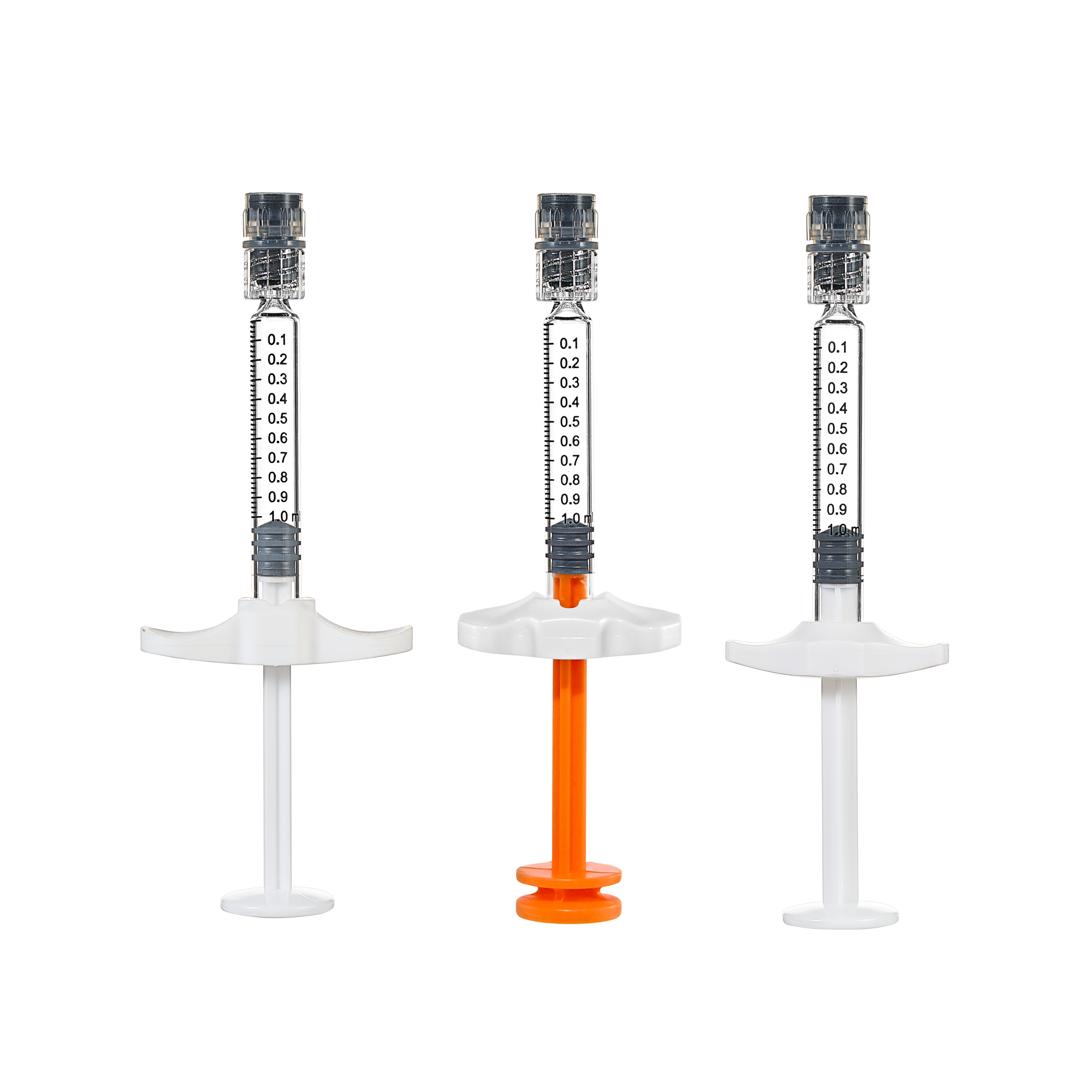 Colorful 1ml Long Luer Lock Glass Bottles Prefilled Syringe with Finger Stopper for Hyaluronic Acid and Dermal Fillers