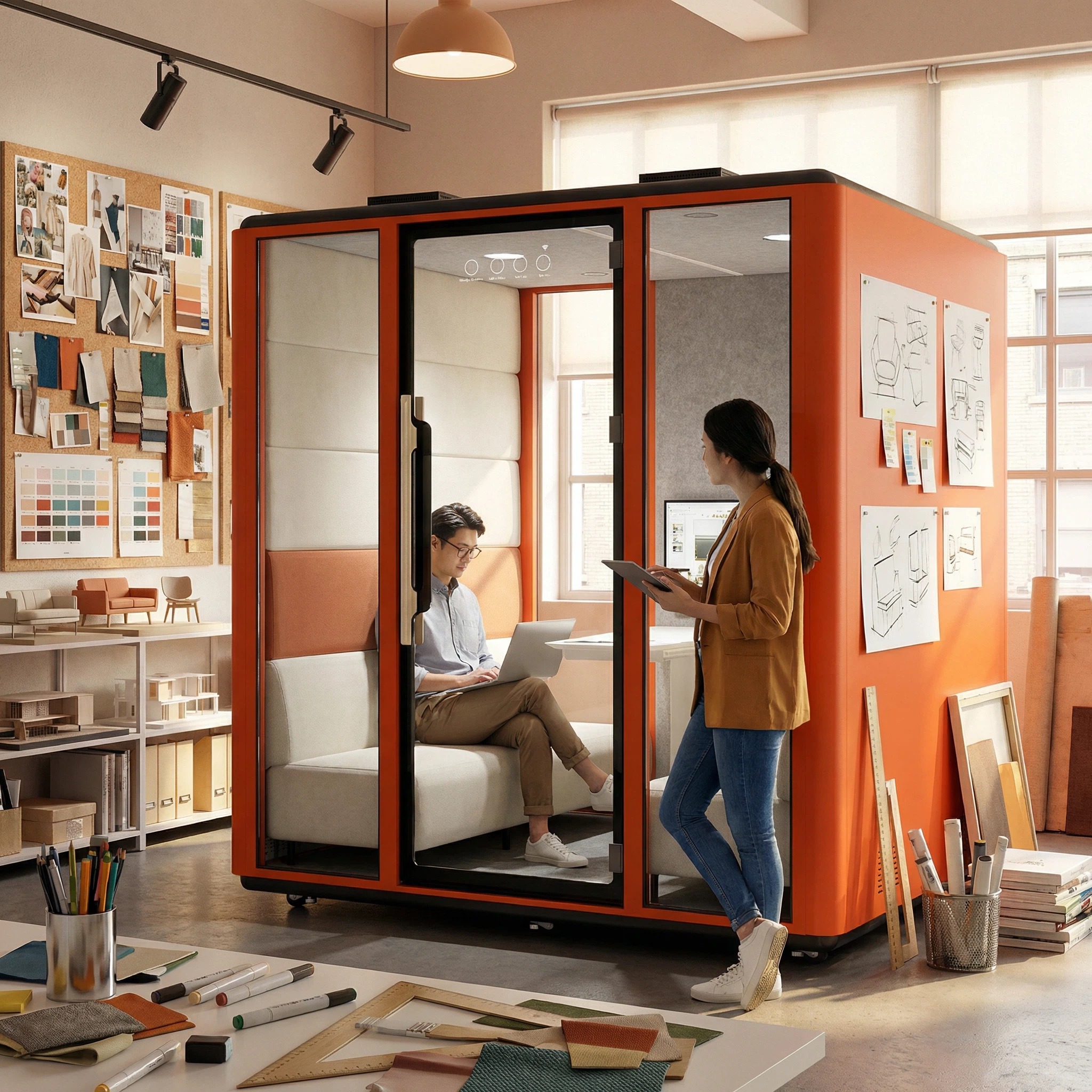 Office Phone Pods Silent Pod Privacy Pod With Motion Sensor LED Lighting For Private Workspace And Video Conferencing Rooms