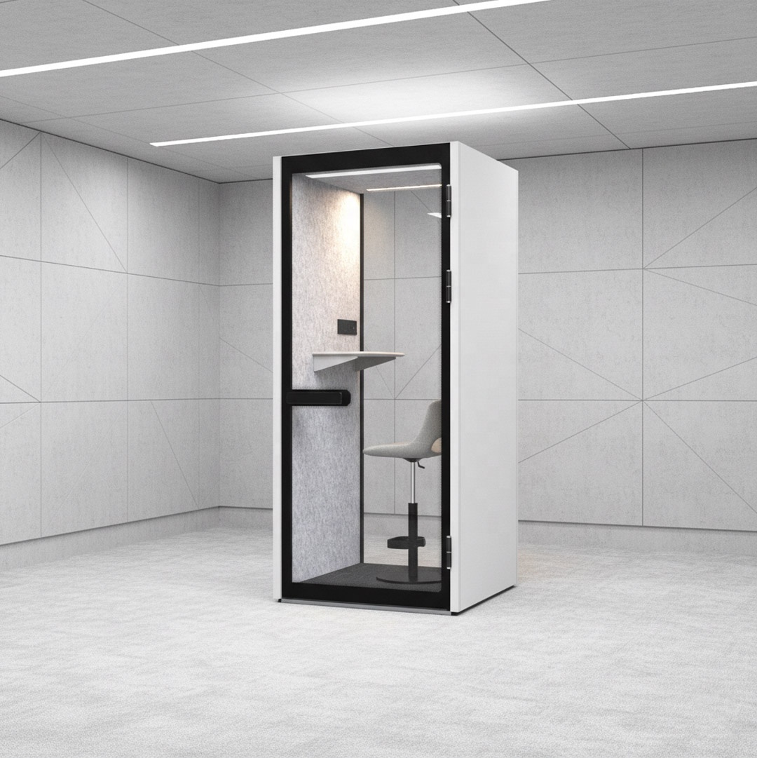 Comine Modern Compact Indoor Soundproof Office Booth Single Person Privacy Pod for Calls Focus Work Video Warehouse Hotel
