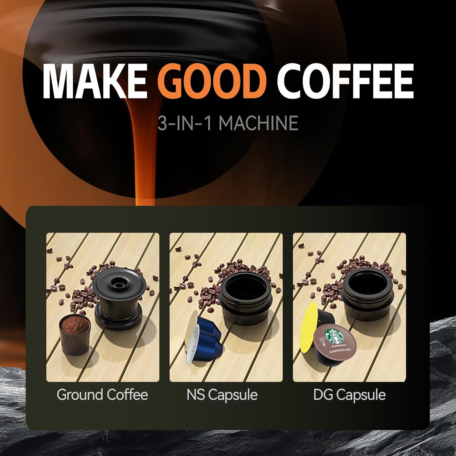 Portable French Battery &amp; USB Mini Stainless Steel Manual Espresso Pod Coffee Maker