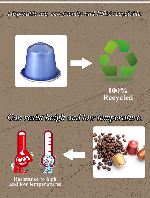 Empty aluminum coffee capsule stack and storage