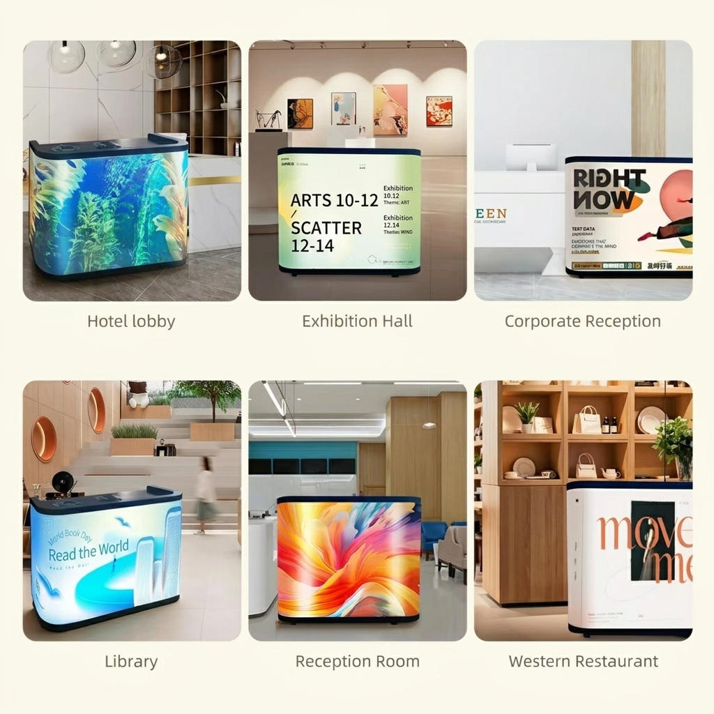 Customizable Dj Equipment Flexible Advertising Digital Signage Displays Deformable Dj Table Portable For Hotel Amenities