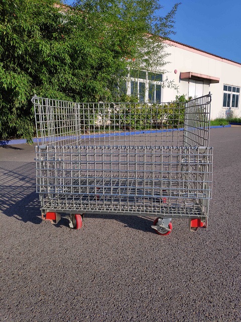 Warehouse Wire Mesh Cage Container with Castors