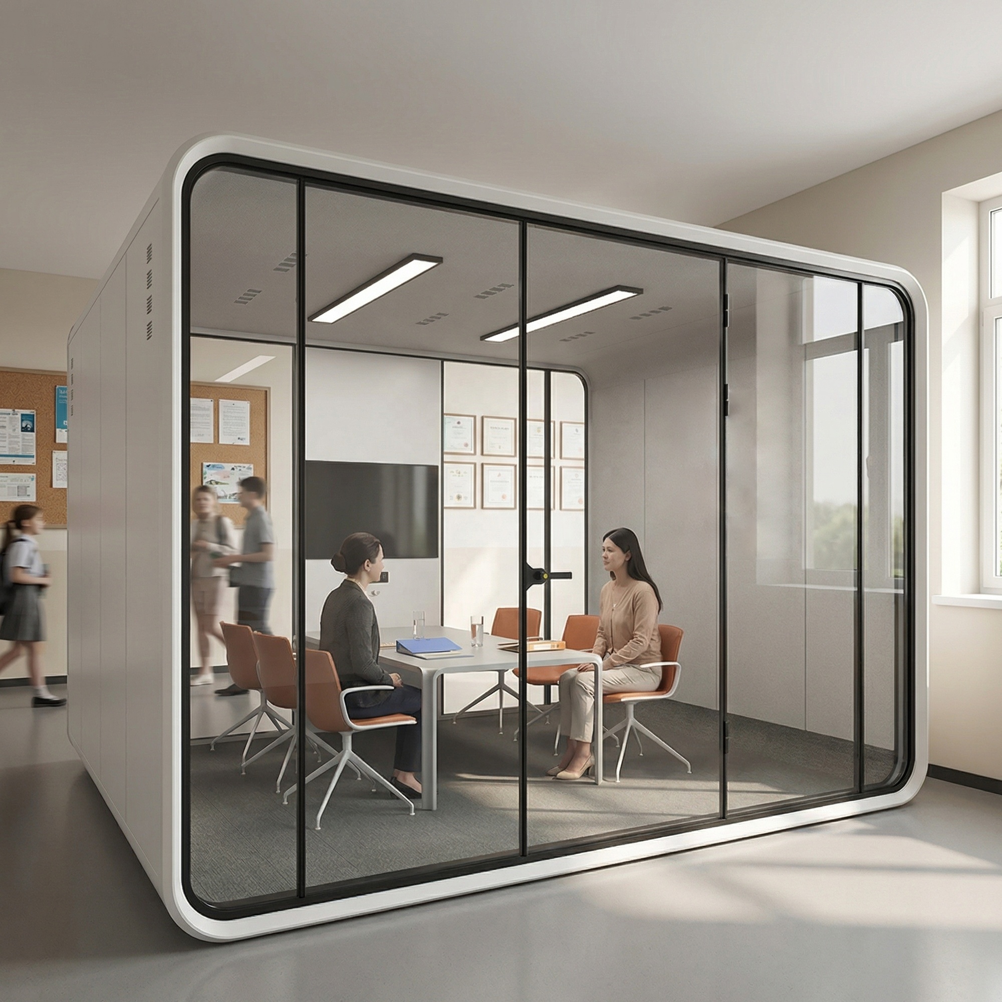 High Quality 6 Persons Open Conference Room Team Work Acoustic Soundproof Booth Office Meeting Pod