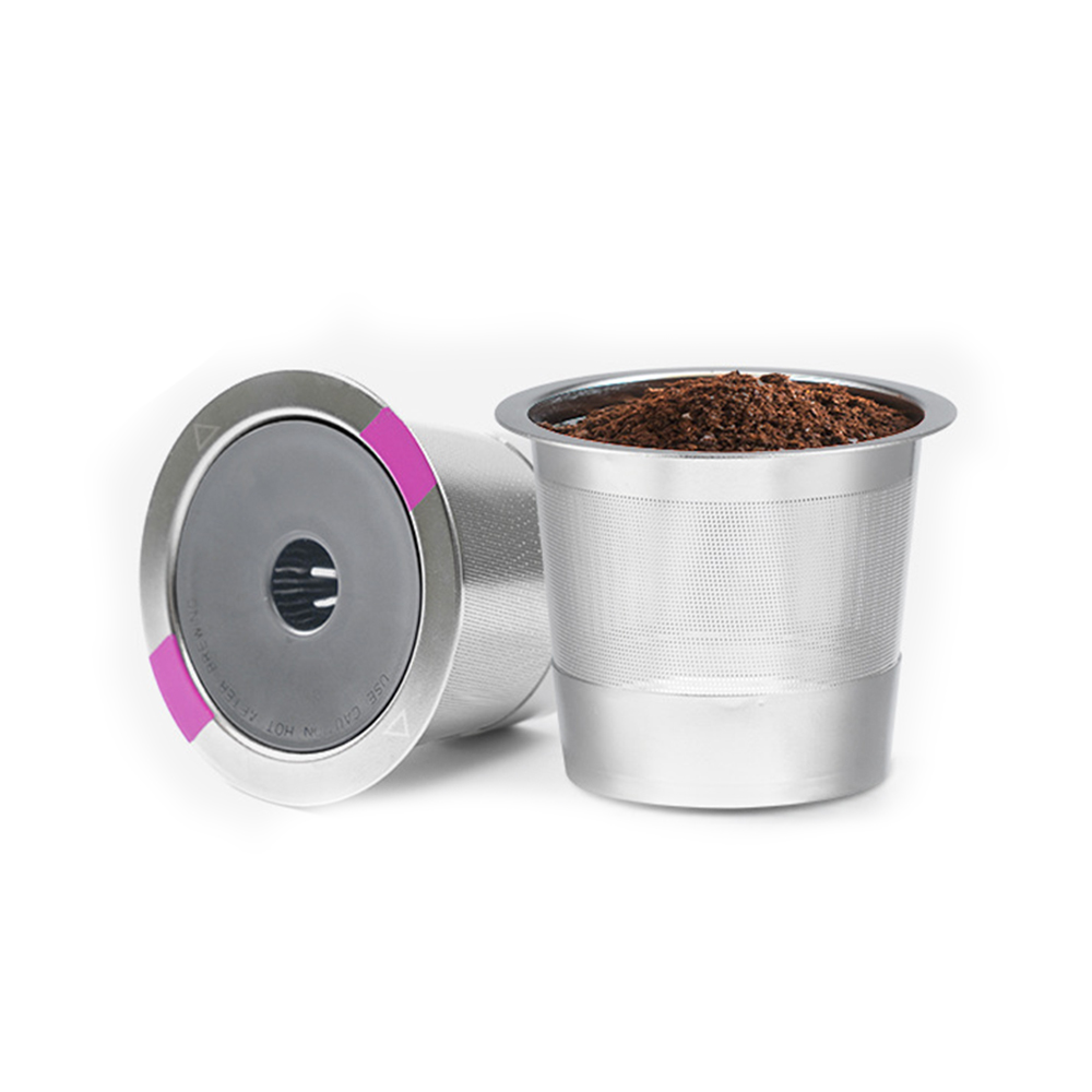 New Design Reusable Refillable Coffee Capsule 304 Stainless Steel Portable K Cups Ground Coffee Pods with Lid Custom Logo
